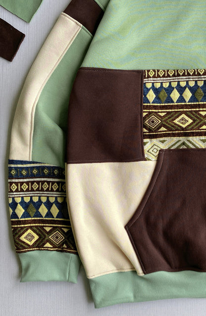 Tribal Tapestry & Sage 1-of-1 Rework Hoodie