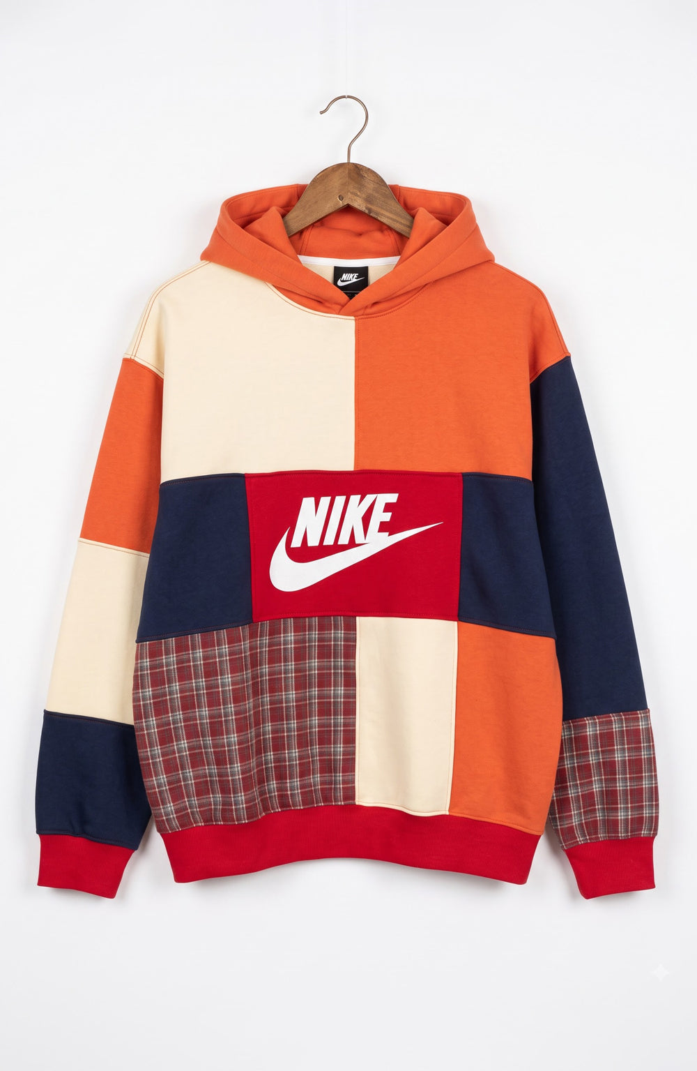 Burnt Orange & Red Plaid 1-of-1 Rework Hoodie
