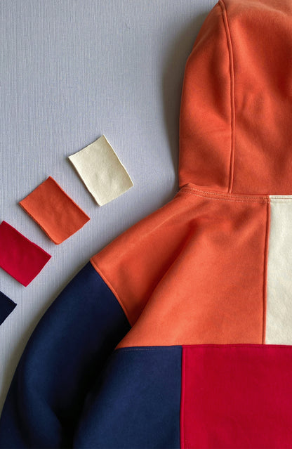 Burnt Orange & Red Plaid 1-of-1 Rework Hoodie