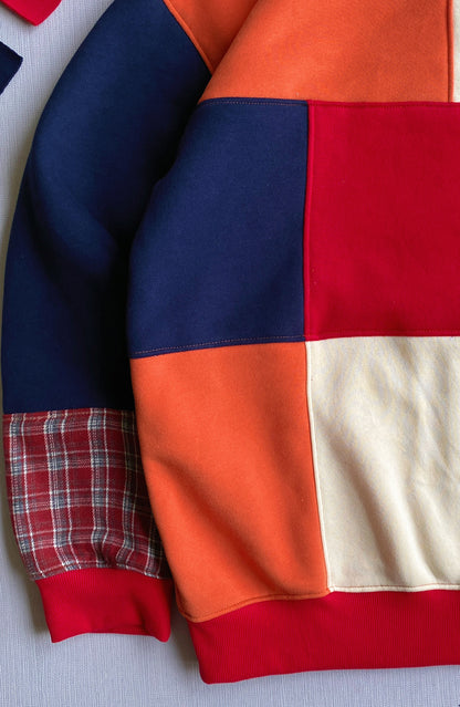 Burnt Orange & Red Plaid 1-of-1 Rework Hoodie
