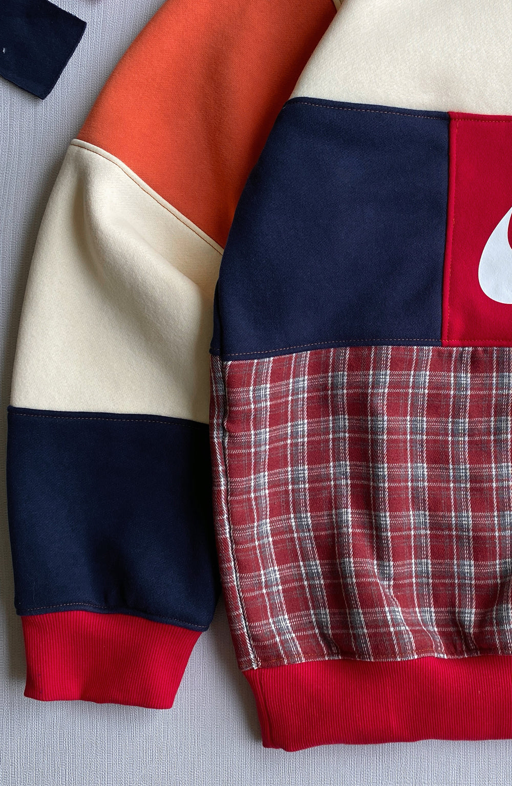 Burnt Orange & Red Plaid 1-of-1 Rework Hoodie