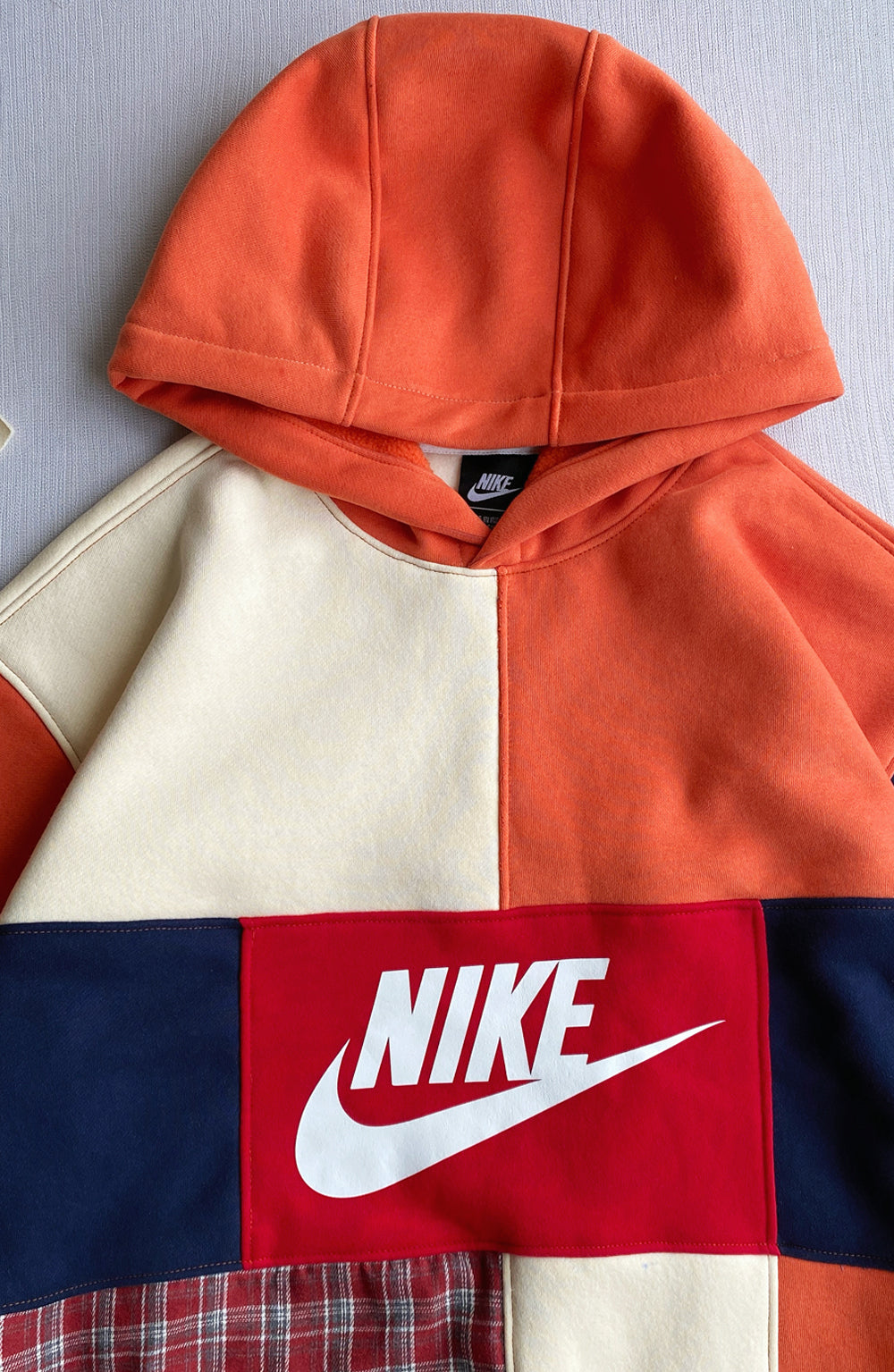Burnt Orange & Red Plaid 1-of-1 Rework Hoodie