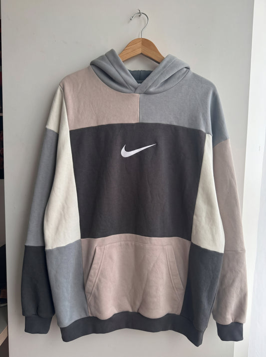 "Muted Slate & Rose" 1-of-1 Reworked Patchwork Hoodie