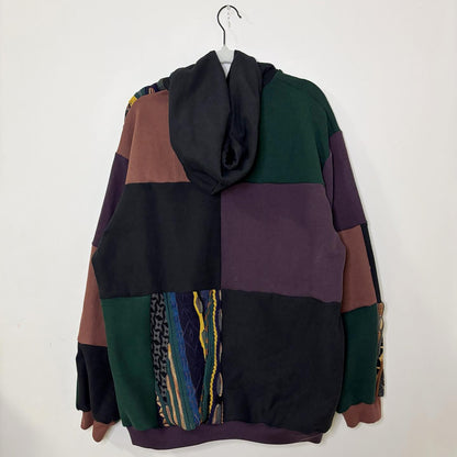 Textured Knit & Patchwork Hoodie