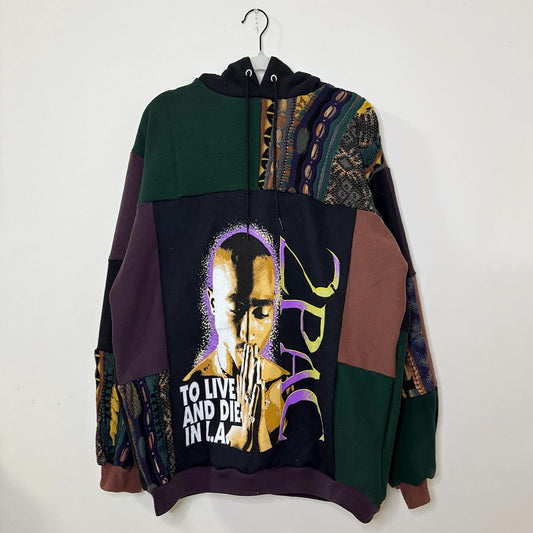 Textured Knit & Patchwork Hoodie