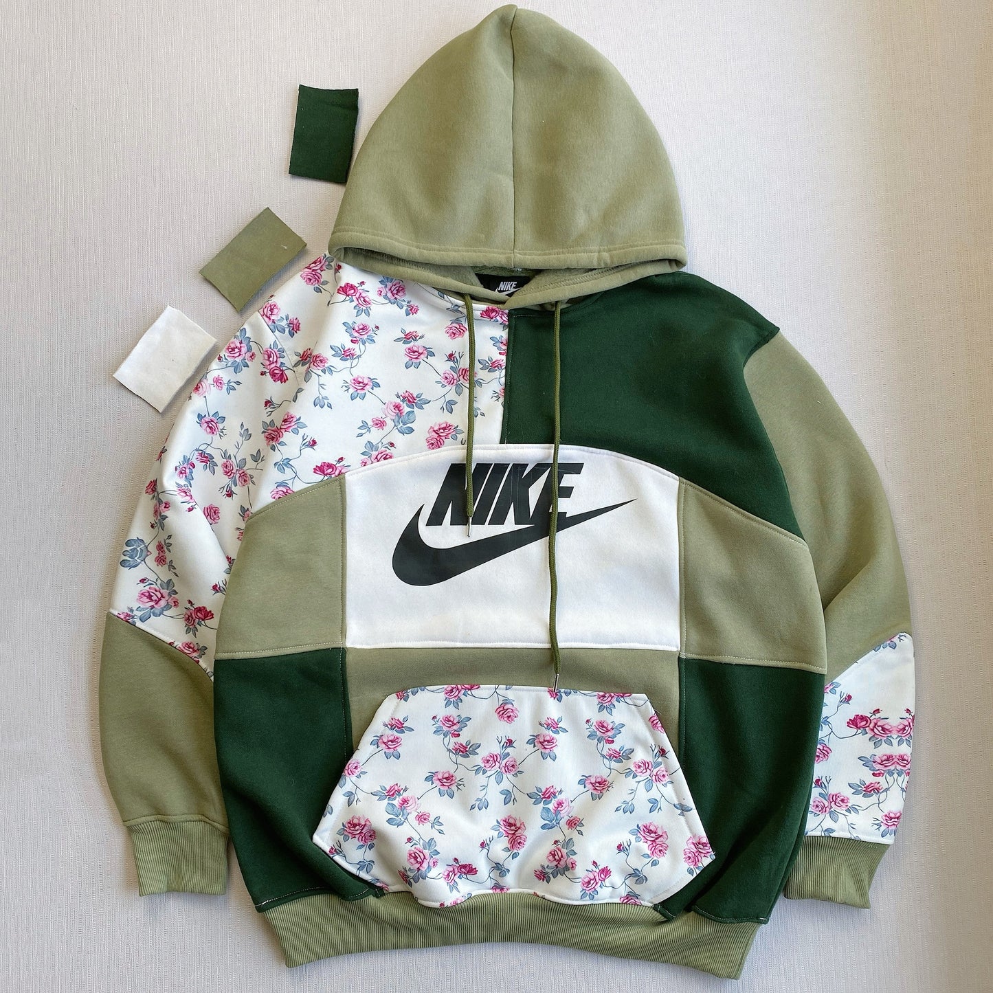 "Olive Garden" 1-of-1 Reworked Floral Hoodie