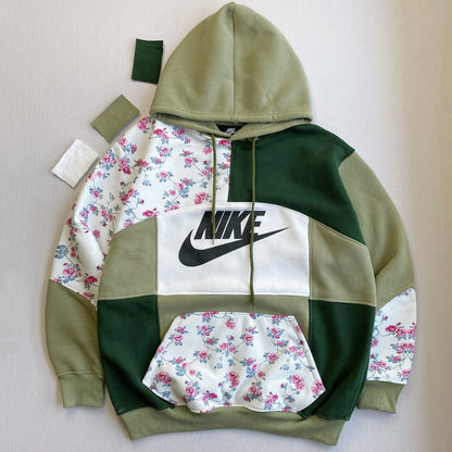 "Olive Garden" 1-of-1 Reworked Floral Hoodie