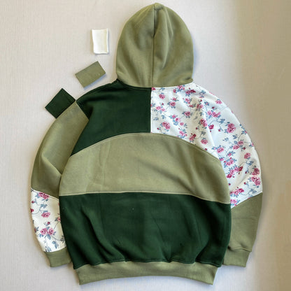 "Olive Garden" 1-of-1 Reworked Floral Hoodie